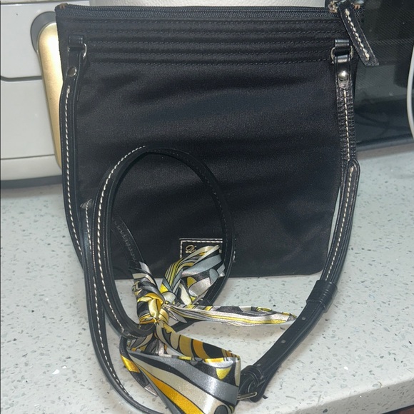 Dooney & Bourke Handbags - Dooney & Bourke Black Crossbody Bag with Yellow Scarf